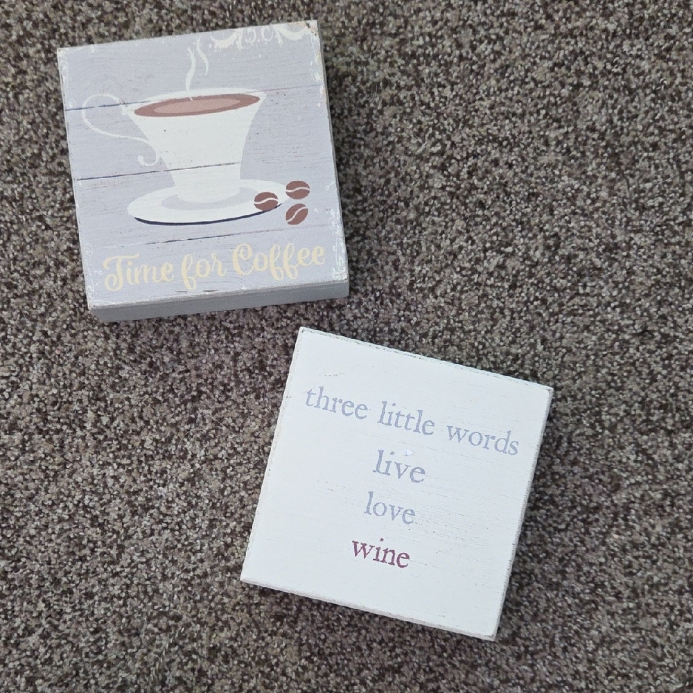 Decorative Coffee and Wine Quote Blocks